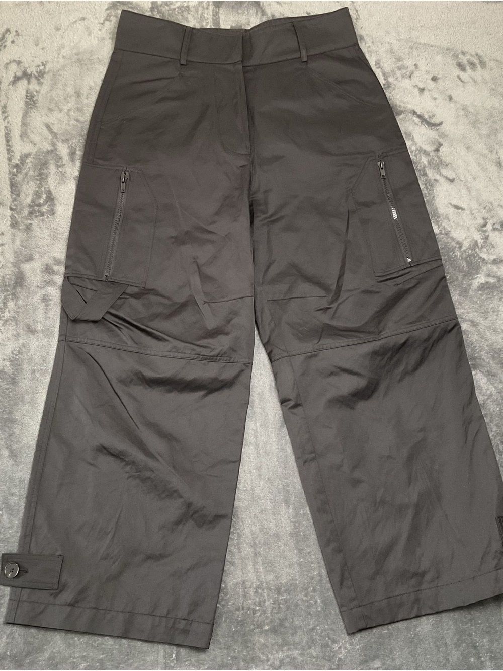 Sandro Cargo Pants Women’s 40 Black Wide-Leg Utility Trousers Y2K Oversized